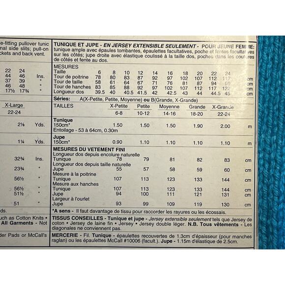 McCalls 6485 Sewing pattern tunic long sleeve pencil skirt size Xs S M - Picture 6 of 6